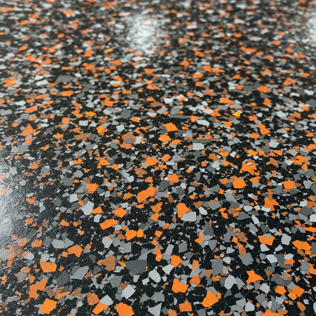 Close-up of heavy flake epoxy texture