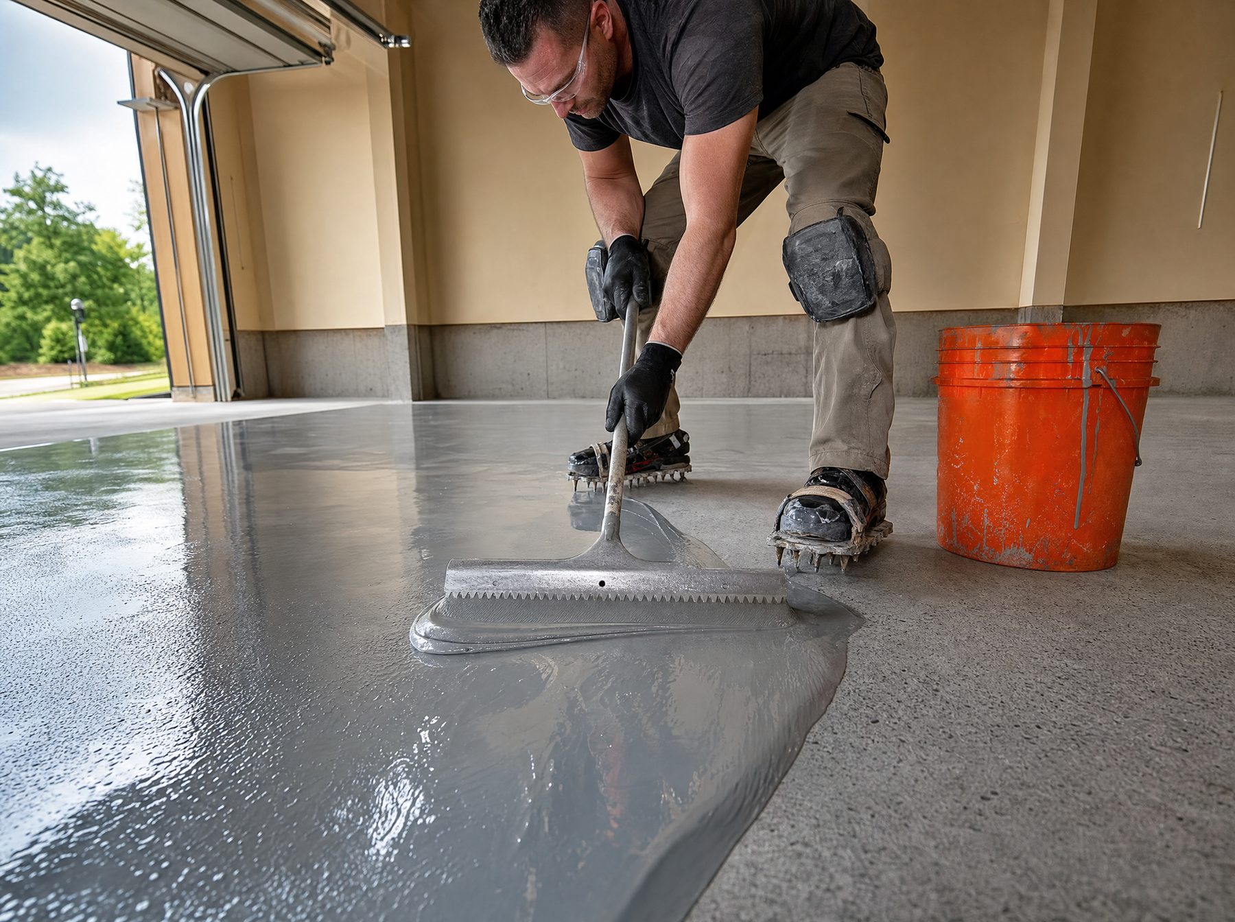 Spreading epoxy with a squeegee